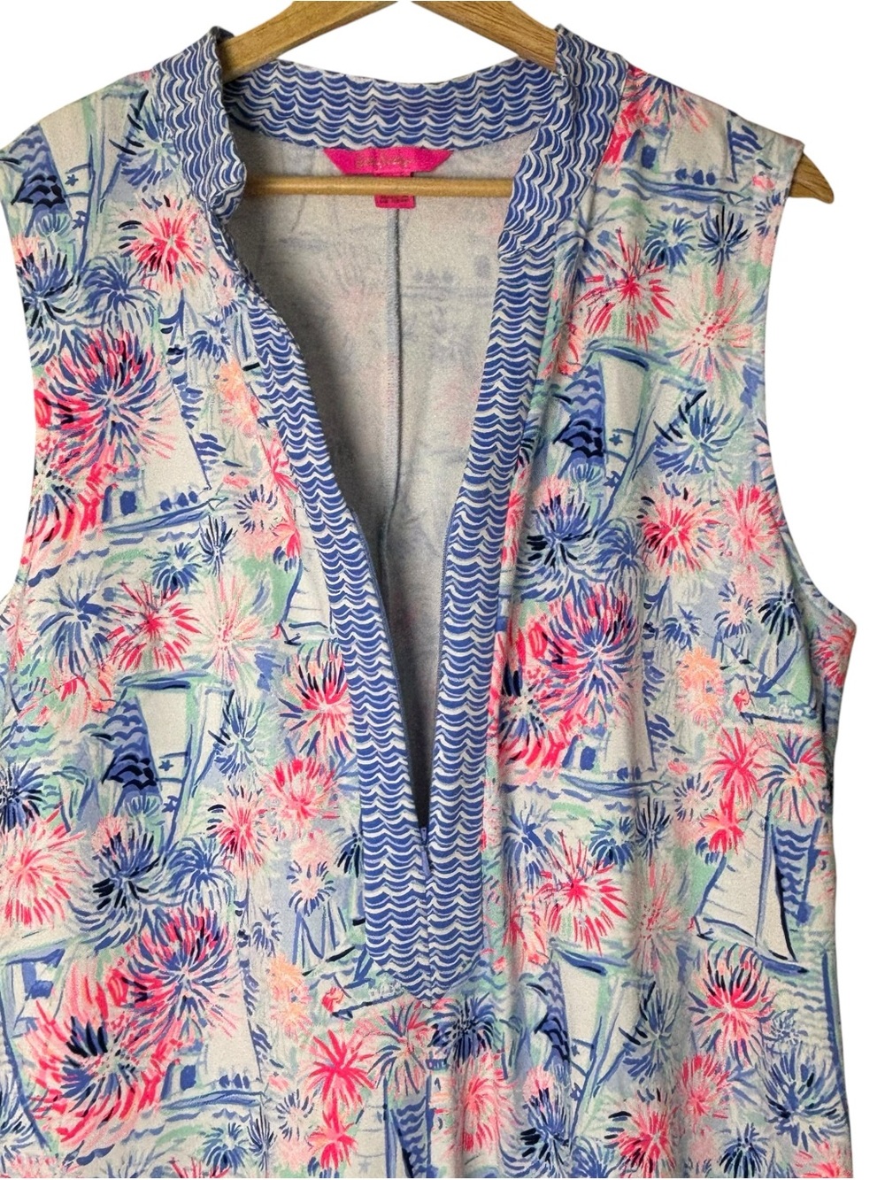 NWOT Lilly Pulitzer Larsen Shift Dress in Sea to Shining Sea Print Size XL - Picture 3 of 12